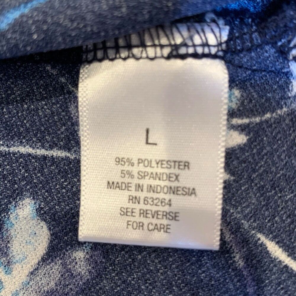 Roz & Ali Women’s Blue Floral Cap-Sleeve Blouse Twist Asymmetrical Neck L EUC - Picture 4 of 4